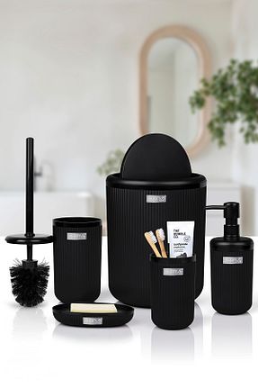 ست حمام مشکی پلاستیک Okyanus Home - کد 650592482