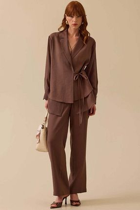 شلوار قهوه ای زنانه کتان SEÇİL - کد 935580145