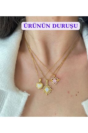 گردنبند استیل ( فولاد ) طوسی زنانه استیل ضد زنگ Çelik - کد 932902016