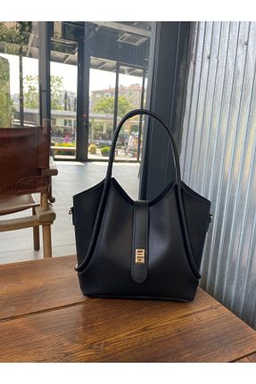کیف دوشی مشکی زنانه چرم مصنوعی macsoo - کد 939148883