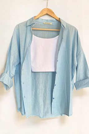 پیراهن آبی زنانه اورسایز fatma keskin linna butik - کد 929578062