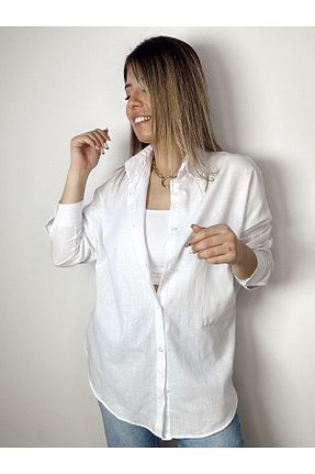 پیراهن سفید زنانه اورسایز Durmaz - کد 690590168