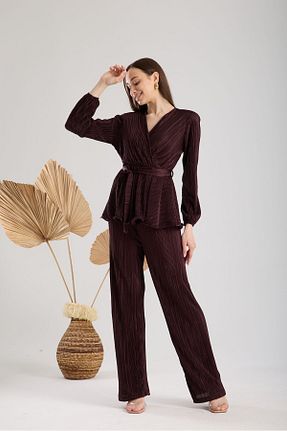 ست بالاتنه و پائین تنه قهوه ای زنانه بافتنی amurpars - کد 934663944