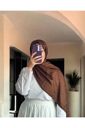 شال قهوه ای زنانه پنبه ای Lavena scarfs - کد 933353152