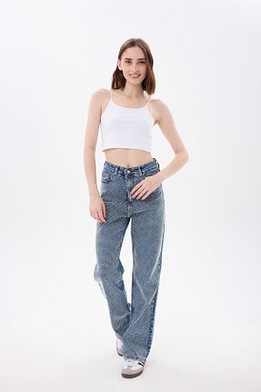 شلوار جین آبی زنانه پاچه گشاد vesantia - کد 940055008
