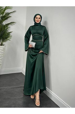 لباس مجلسی و فارغ التحصیلی سبز زنانه ساتن Hollyhocks - کد 931532937