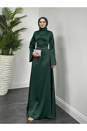 لباس مجلسی و فارغ التحصیلی سبز زنانه ساتن Hollyhocks - کد 931532937