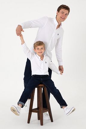 پیراهن سفید بچه گانه یقه دکمه دار U.S. Polo Assn. - کد 904701180