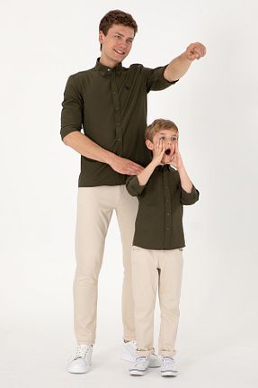 پیراهن خاکی بچه گانه یقه دکمه دار U.S. Polo Assn. - کد 906133761