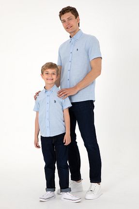 پیراهن آبی مردانه یقه پیراهنی U.S. Polo Assn. - کد 936917411