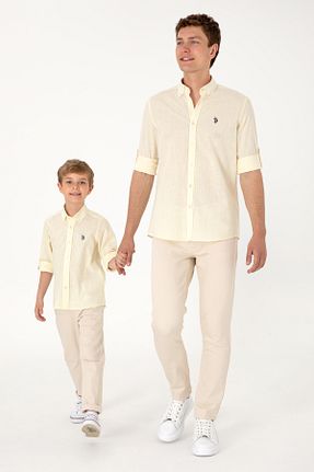 پیراهن زرد بچه گانه یقه دکمه دار U.S. Polo Assn. - کد 904697988