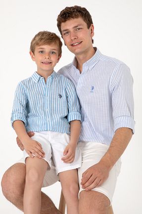 پیراهن آبی بچه گانه یقه پیراهنی U.S. Polo Assn. - کد 925404801