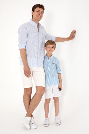 پیراهن آبی بچه گانه یقه پیراهنی U.S. Polo Assn. - کد 925404801