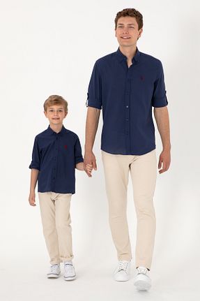 پیراهن سرمه ای بچه گانه یقه دکمه دار U.S. Polo Assn. - کد 906128692