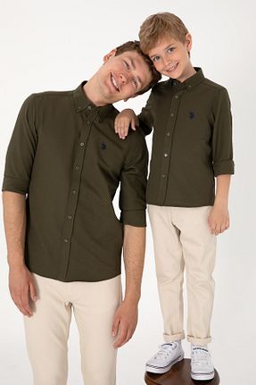 پیراهن خاکی بچه گانه یقه دکمه دار U.S. Polo Assn. - کد 906133761