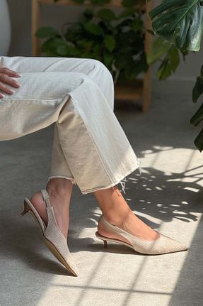 کفش پاشنه بلند کلاسیک بژ زنانه جیر NİŞANTAŞI SHOES - کد 942951867