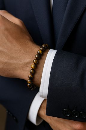 دستبند جواهر قهوه ای زنانه سنگ طبیعی Padore Accessory - کد 274218523