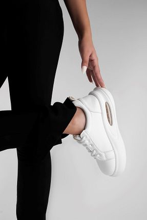 کفش اسنیکر سفید زنانه بند دار LAL SHOES & BAGS - کد 853425757