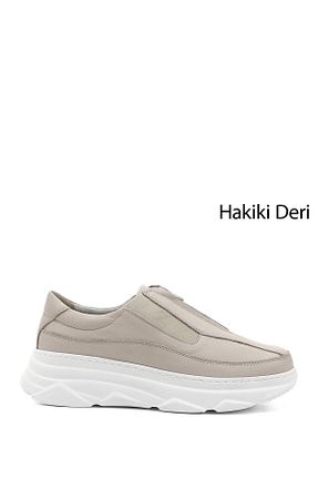 کفش اسنیکر بژ زنانه چرم اصل GÖNDERİ(R) - کد 788707882