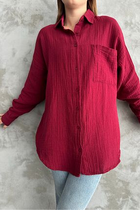 پیراهن زرشکی زنانه اورسایز macharel jeans - کد 860197317