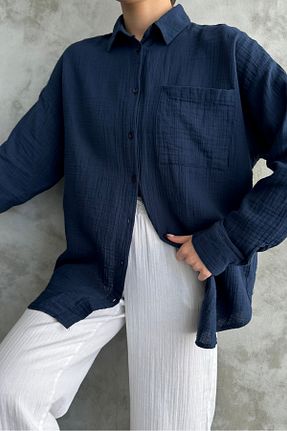 پیراهن سرمه ای زنانه اورسایز macharel jeans - کد 842990342