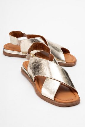 صندل طلائی زنانه پاشنه تخت luvishoes - کد 942496101