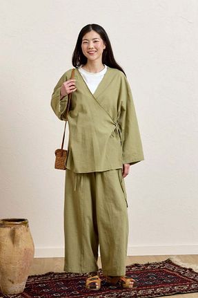 ست بالاتنه و پائین تنه حجاب خاکی زنانه رگولار ceylan otantik - کد 942547682