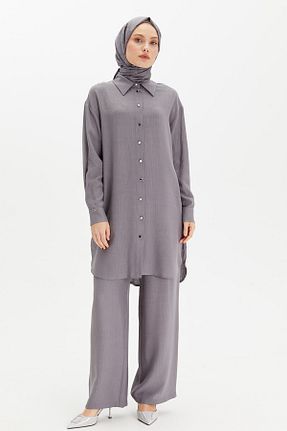 ست بالاتنه و پائین تنه حجاب طوسی زنانه اورسایز Setrms - کد 942567949