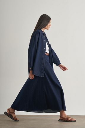 دامن سرمه ای زنانه پارچه Mizalle - کد 942598268