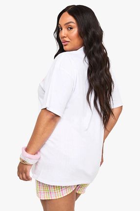 تیشرت سفید زنانه اورسایز The Champ Clothing - کد 942685342