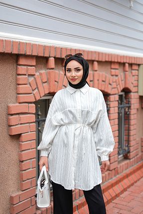 پیراهن حجاب سفید زنانه رگولار LOCCO - کد 942689311