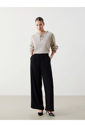 شلوار مشکی زنانه پاچه گشاد LC Waikiki - کد 942710064