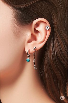گوشواره استیل (فولاد) سبز زنانه استیل ضد زنگ Esra Butik Hane - کد 942769004