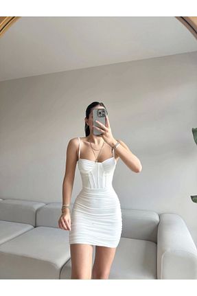 لباس سفید زنانه بافتنی Zoom Butik - کد 942777118