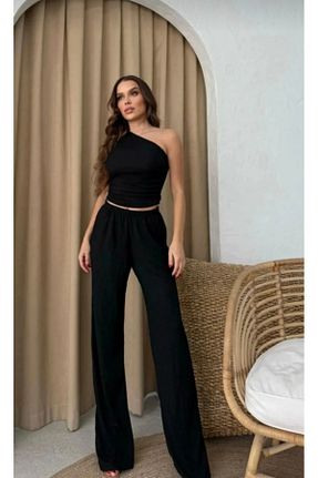 ست بالاتنه و پائین تنه مشکی زنانه بافت MODA - کد 942824137