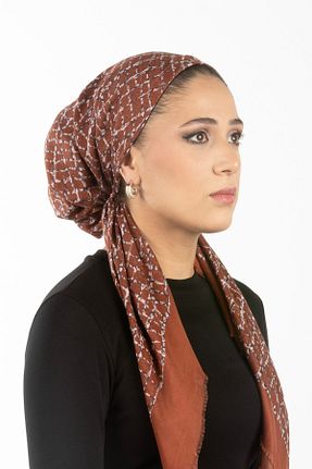 شال قهوه ای زنانه پلی استر safura - کد 943614202