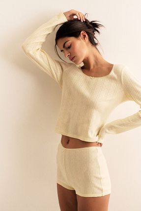 ست لباس راحتی زرد زنانه طرح دار H&M - کد 942948580