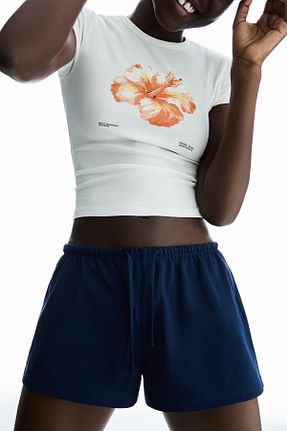 شلوارک و برمودا آبی زنانه Relaxed Bershka - کد 943018728