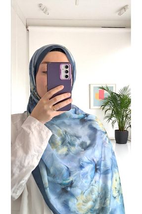 شال آبی زنانه پنبه ای Lavena scarfs - کد 943024557