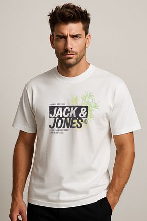 تیشرت سفید مردانه یقه دوچرخه Jack & Jones - کد 943142532