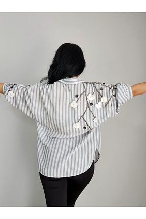 پیراهن سفید زنانه یقه پیراهنی RENGARENG - کد 943240373