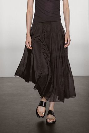 دامن قهوه ای زنانه ویسکون Massimo Dutti - کد 943252437