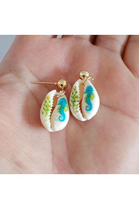 گوشواره جواهر رنگی برنجی Ödül Moda - کد 943316377