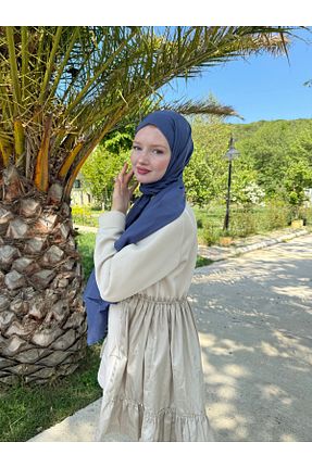 شال آبی زنانه پنبه ای MODA - کد 943342673
