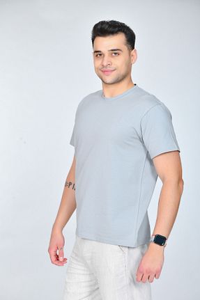 تیشرت طوسی مردانه اسلیم فیت LAYKRA - کد 943572025