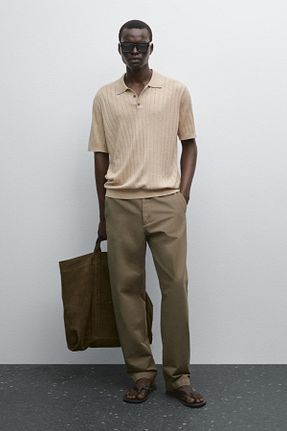 تیشرت بژ مردانه رگولار Massimo Dutti - کد 943648734