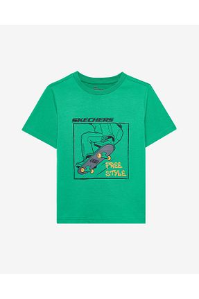 تیشرت اسپرت سبز بچه گانه رگولار Skechers - کد 943713247