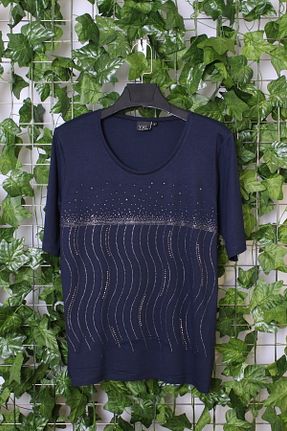 تیشرت سرمه ای زنانه سایز بزرگ YXL COLLECTION - کد 943724005