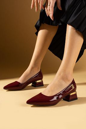 کفش مجلسی زرشکی زنانه چرم لاکی Pembe Potin - کد 944063768