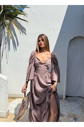 لباس بنفش زنانه بافتنی SESABUTİK - کد 943941188